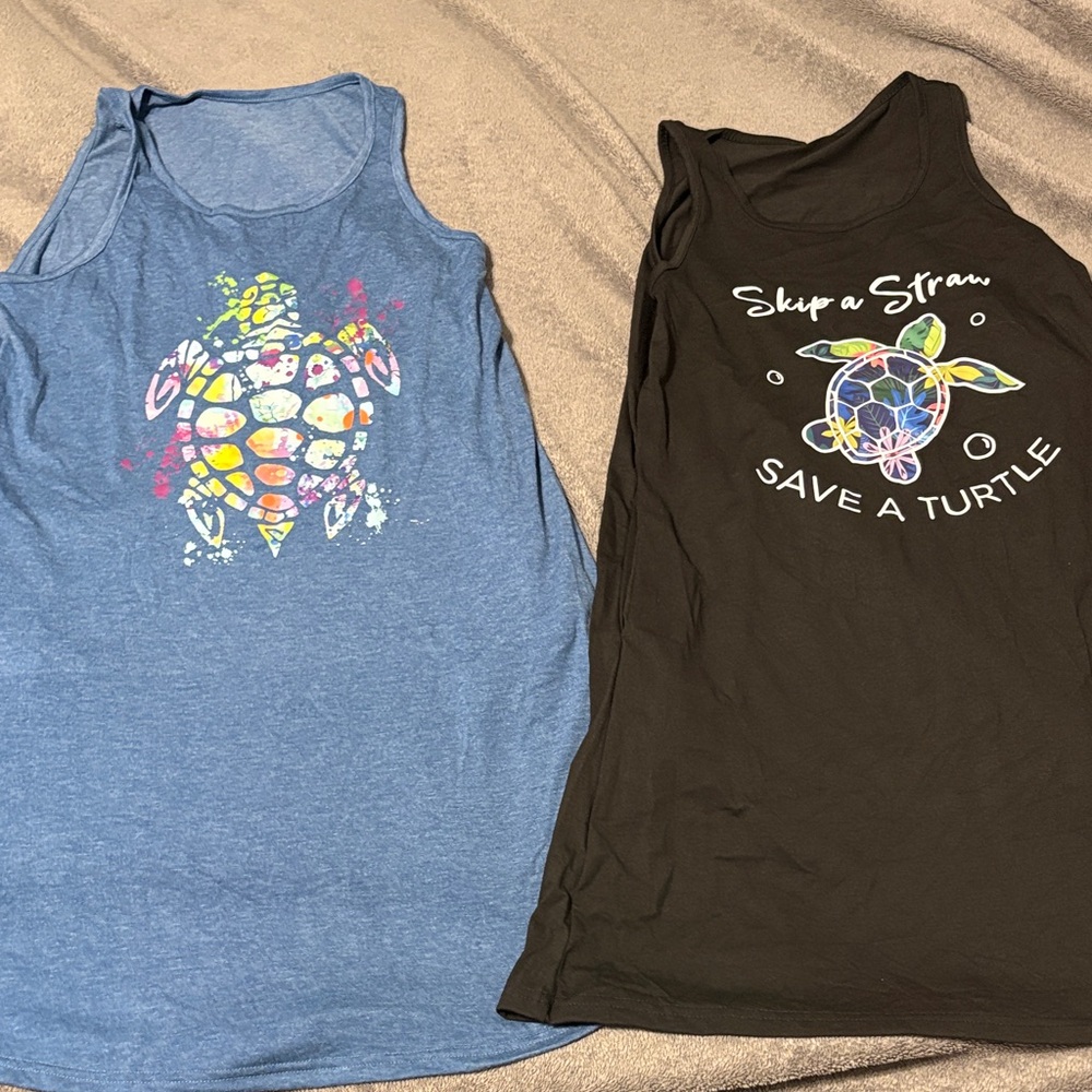 Colorful Turtle Graphic Tank Tops